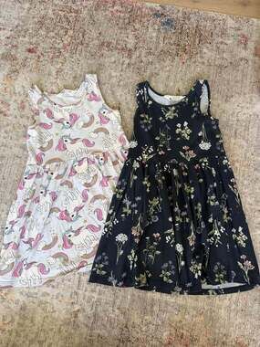 Set of H&M Girls Dresses, Unicorns and Florals, Size 4-6Y